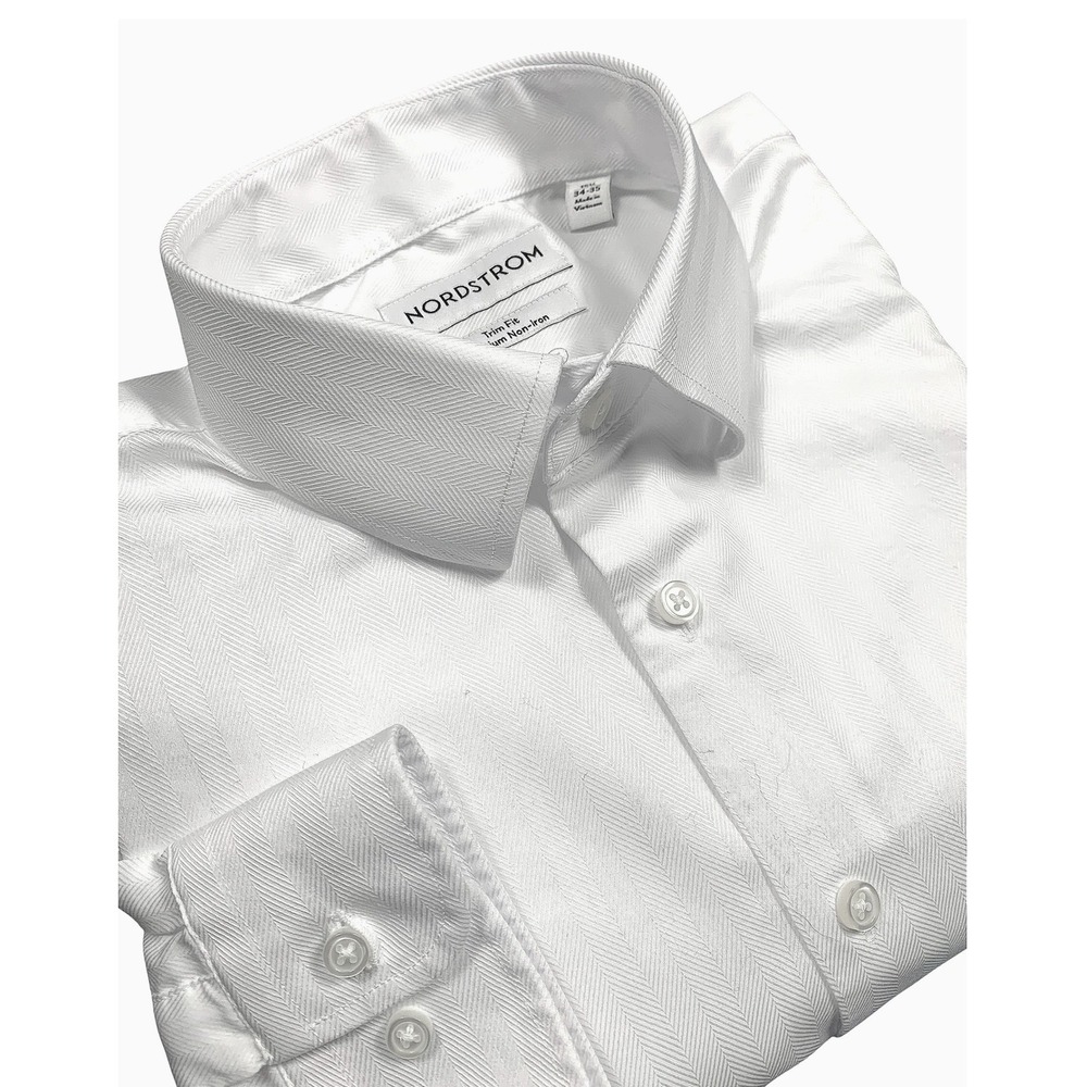 Nordstrom White Herringbone Dress Shirt